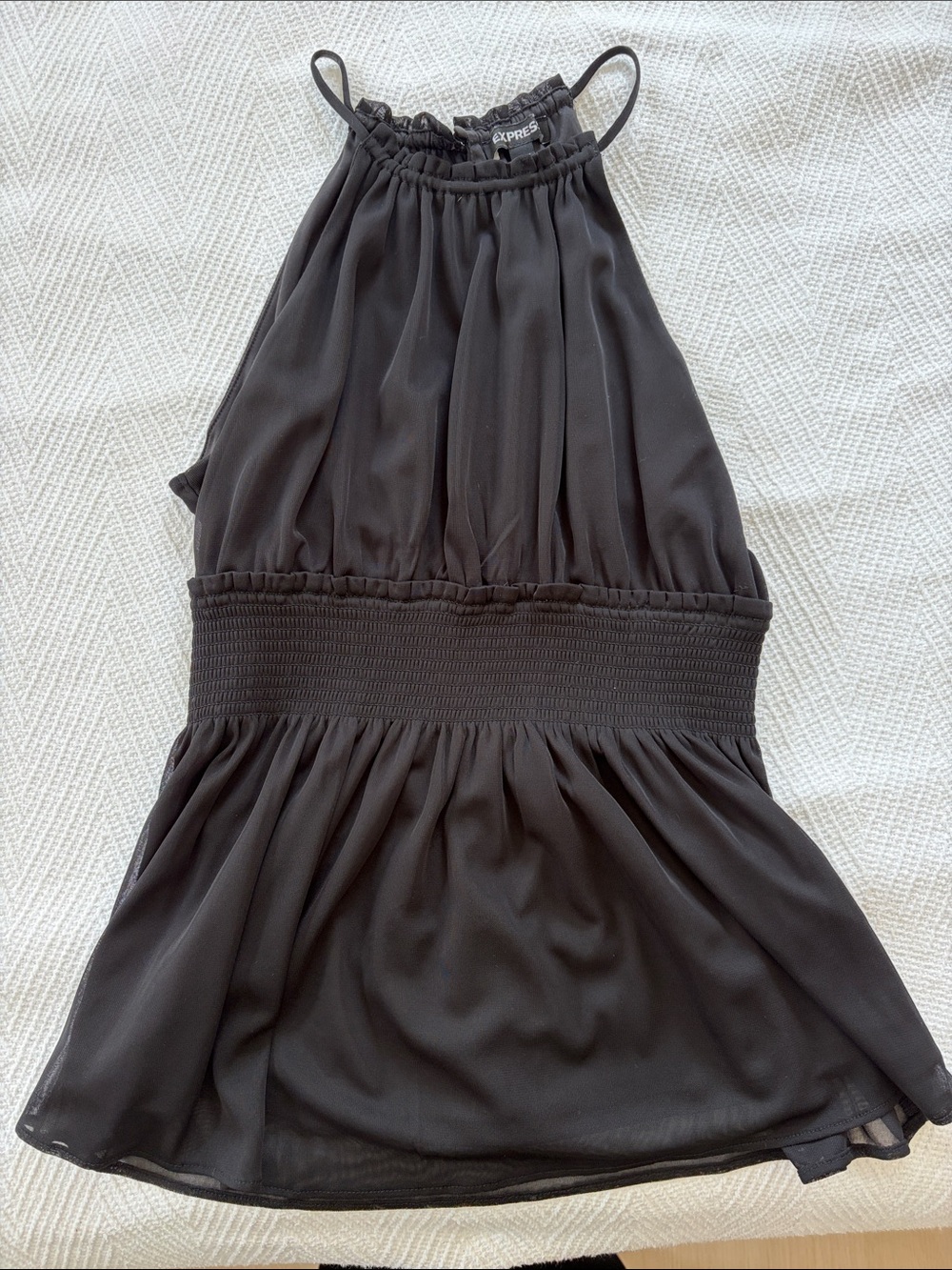 Express Black Halter Smocked Waist Camisole